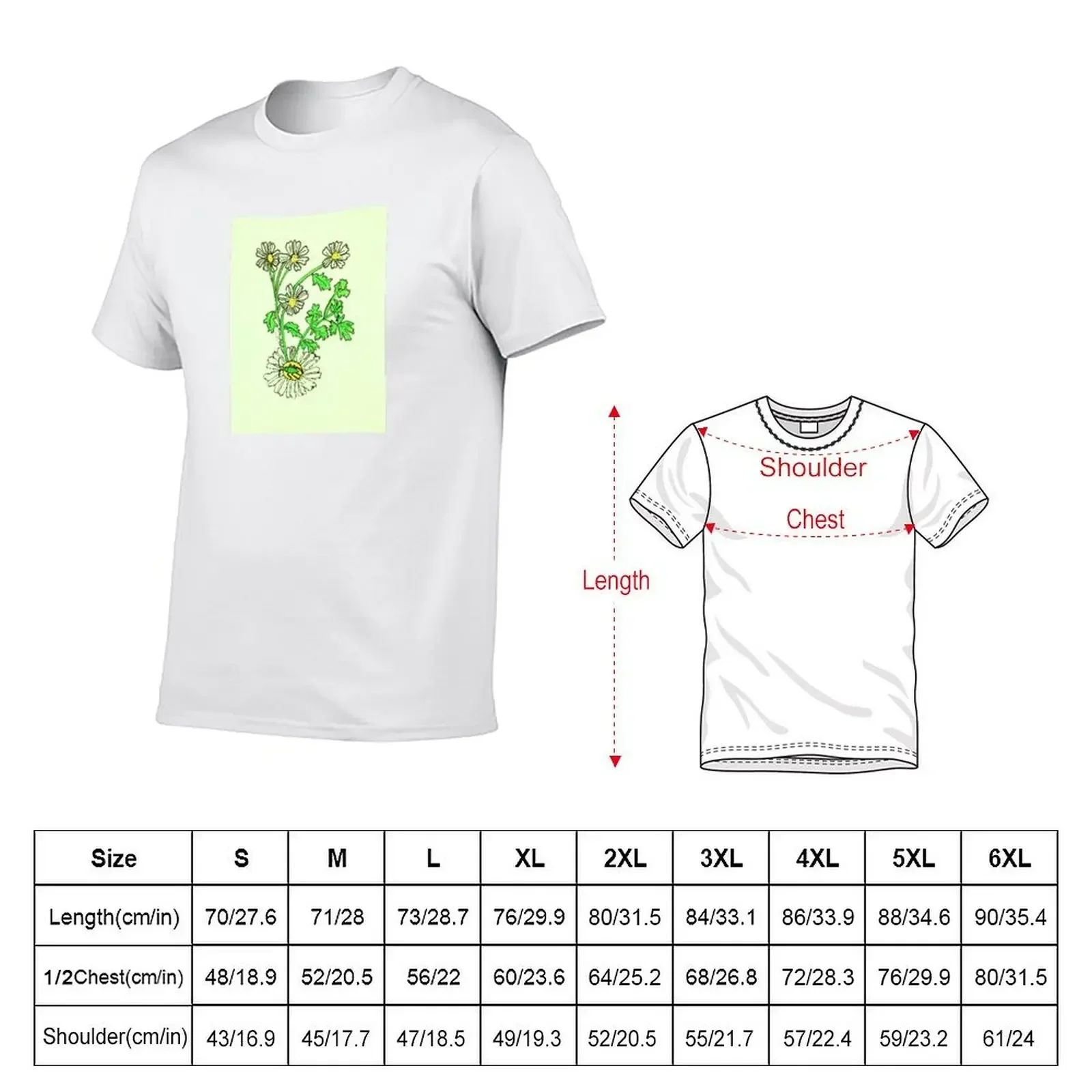 Green Capsid Bug on Chamomile T-shirt quick drying blanks Short sleeve tee vintage clothes T-shirts for men cotton