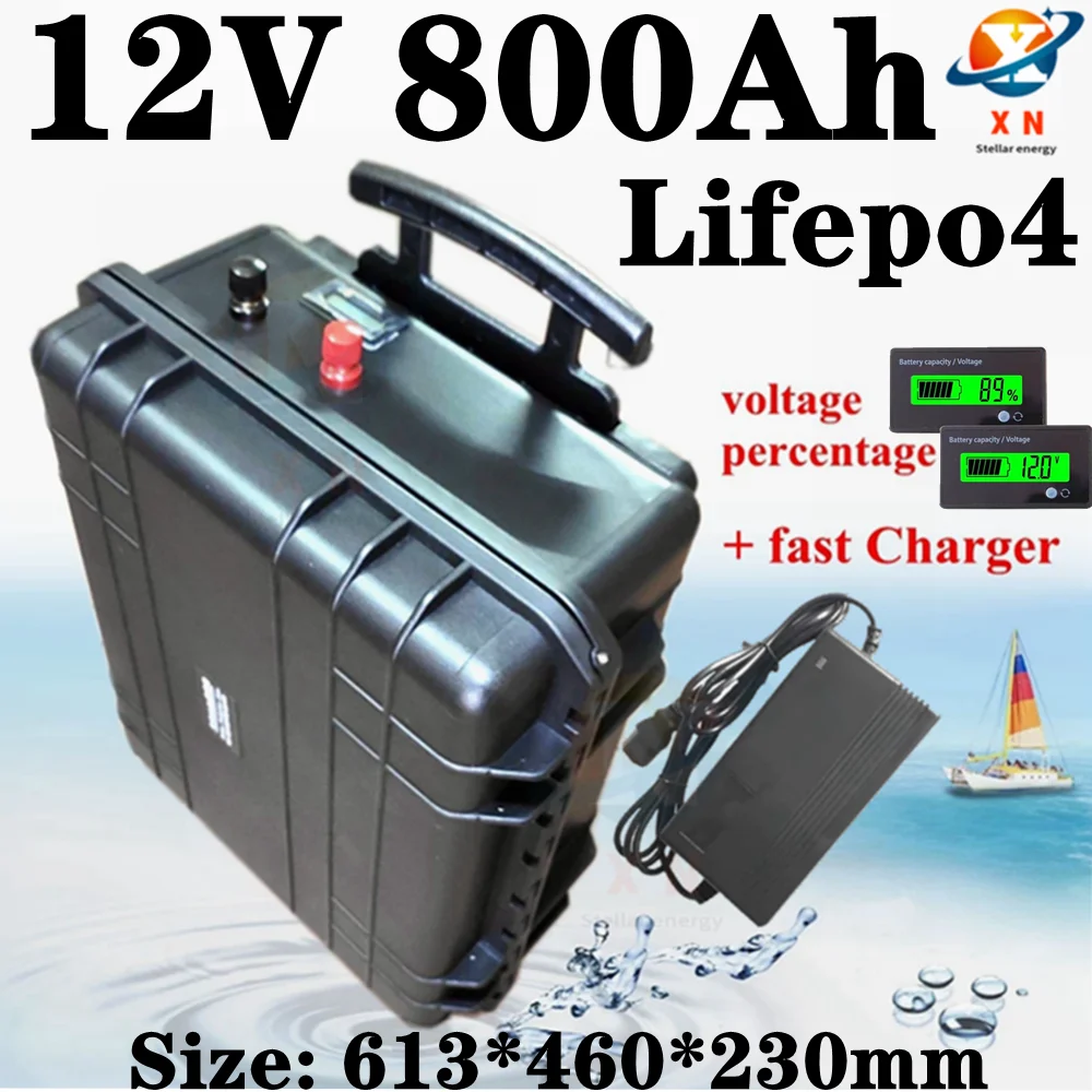 

12 Volt 800 Amp Hour LIFEP04 Lithium Battery 12V 800AH for UPS solar storage motorhome electronic application+20A charger