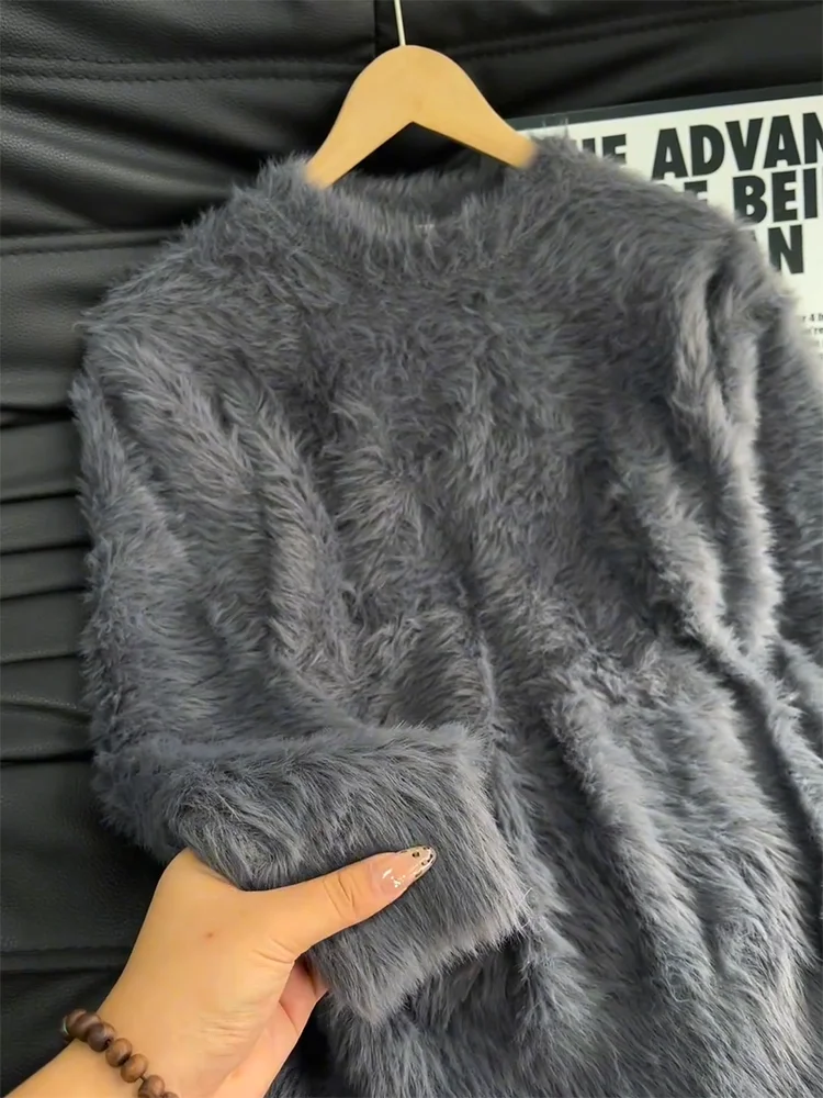 

Soft Thiened Camere round Ne Sweater Men's Sle Autumn Winter Warm Top Cleanfit Knittedwear Casual Loose Fit Long Sve