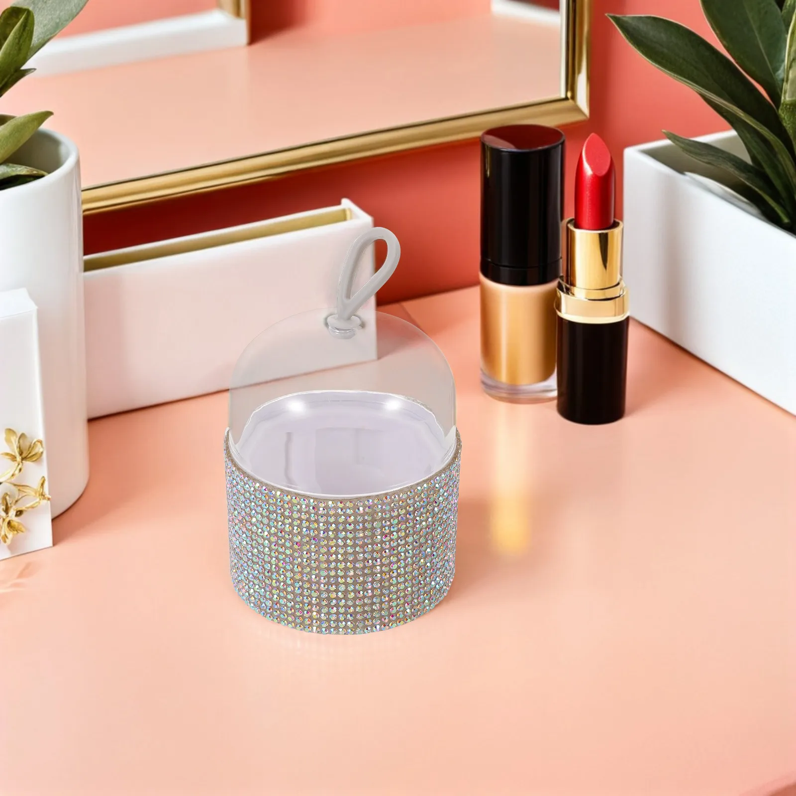 

Portable Makeup Sponge Case Compact Dustproof Rhinestone Organizer Box for Foundation Sponge Egg Holder Travel Use