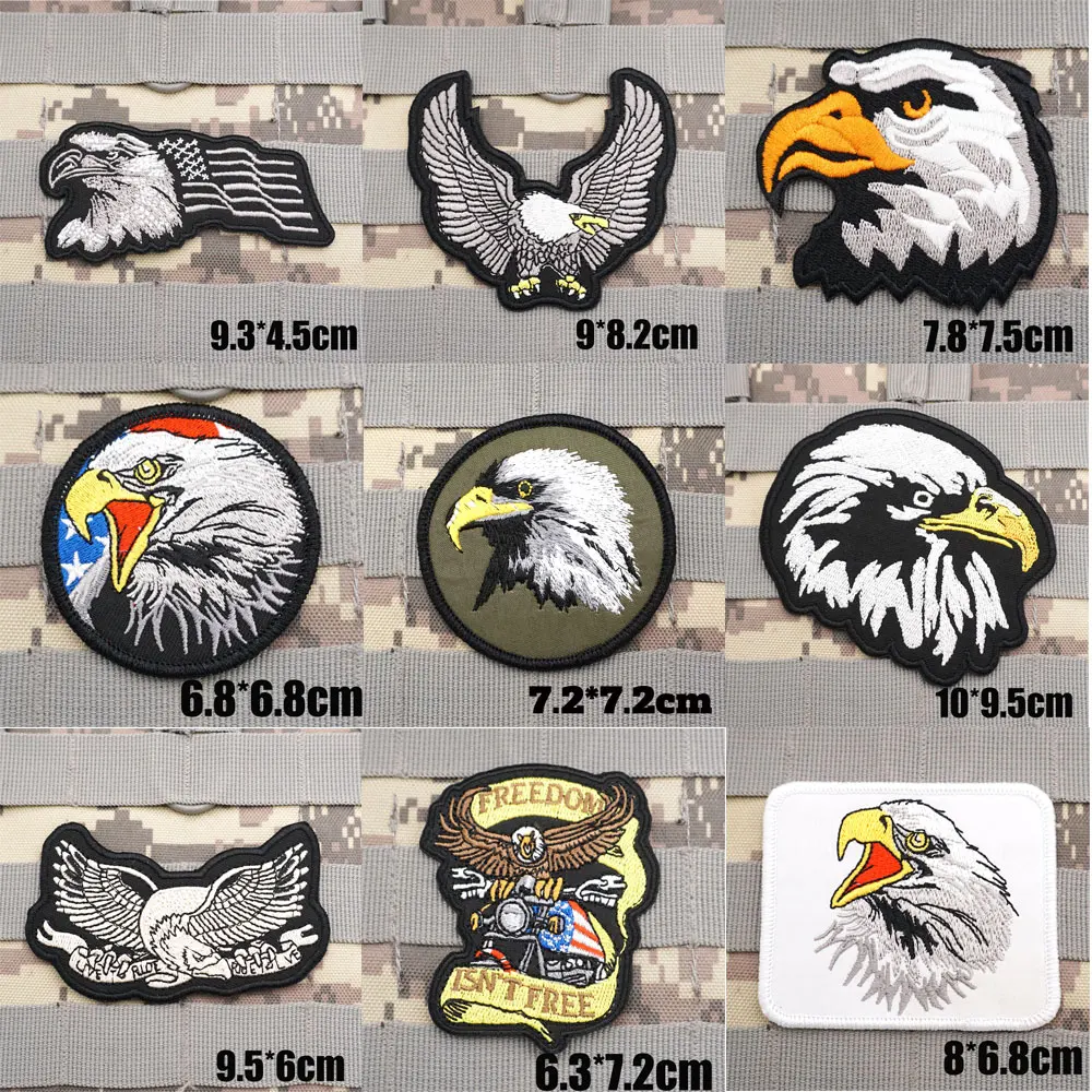 Parches bordados tácticos militares de águila, brazalete, insignia para mochila con respaldo de gancho para ropa