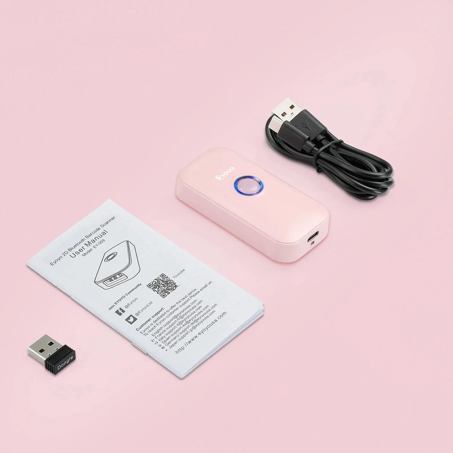 Eyoyo Portable Mini Bluetooth 1D Laser Barcode Scanner  - Fast Scanning for UPC/EAN/Code39/Code128/Codabar