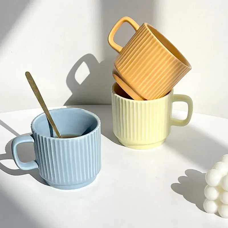 Candy Colored Ceramic Coffee Mug Minimalist Design Office Gift Simple Home Use Mark Cup Unique Small Batch Ins Style