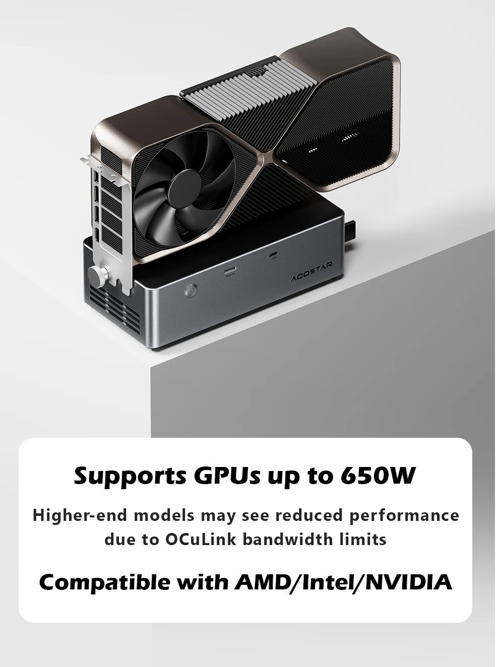 AG01 AG02 EGPU Dock with OCulink/USB4 Port, Built-in 800W Power Supply, Supports TGX Hot-swap, PCIe 4.0 X4