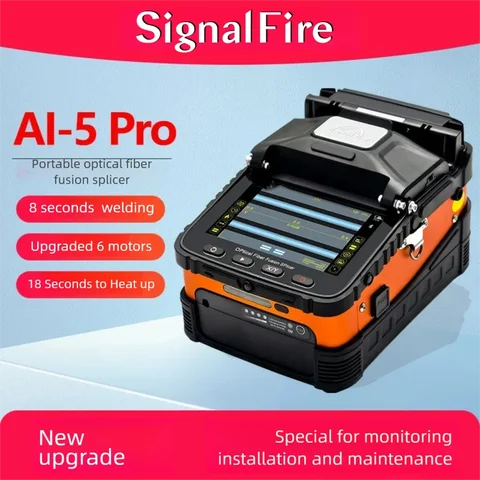 SignalFire AI-5 Pro Machine de fusion de fibres optiques automatique à 6 moteurs pour FTTH
