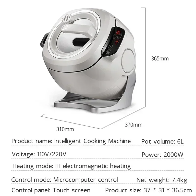110 V/220 v Tamburo Macchina di Cottura Automatica 6L Fornello Automatico Robot Commerciale Robot Intelligente Macchina di Cottura 2000 W