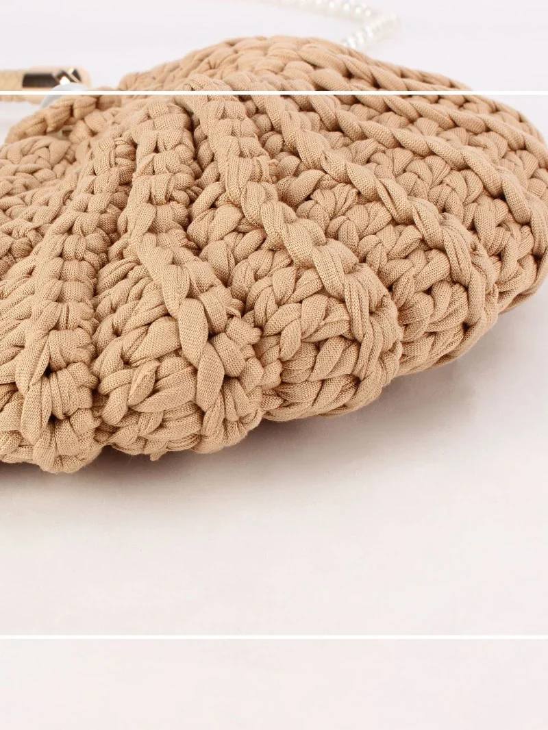 Conch Shell Knit Crochet Umhängetasche, Perlenkette, handgefertigte gewebte Damen-Umhängetasche, elegante, zarte, süße, kompakte Geldbörse – Detail 35