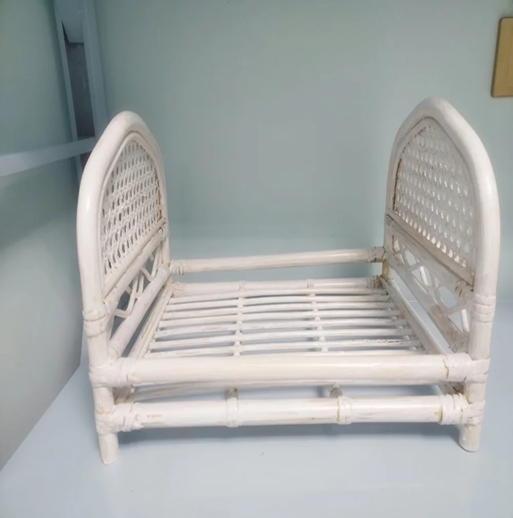 New Arrivals White Bed Newborn Photography Props Retro Rattan Chair Bebe Photo Accesories Baby Girl Boy Posing Bed Background