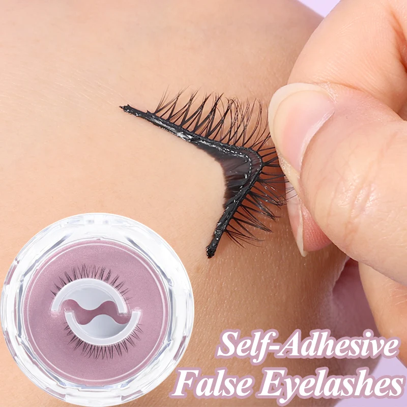 3D Self-กาวขนตาปลอม 1 คู่Reusable Natural MinkกาวติดทนนานEyelash Extensionขนตาปลอมแต่งหน้าเครื่องมือ