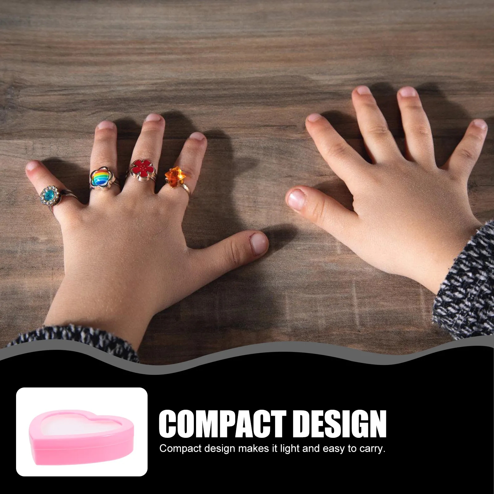 

Girls Ring Storage Case Heart Shaped Jewelry Organizer Multiple Slots Jewelry Box for Rings Necklaces Vanity Table Decor