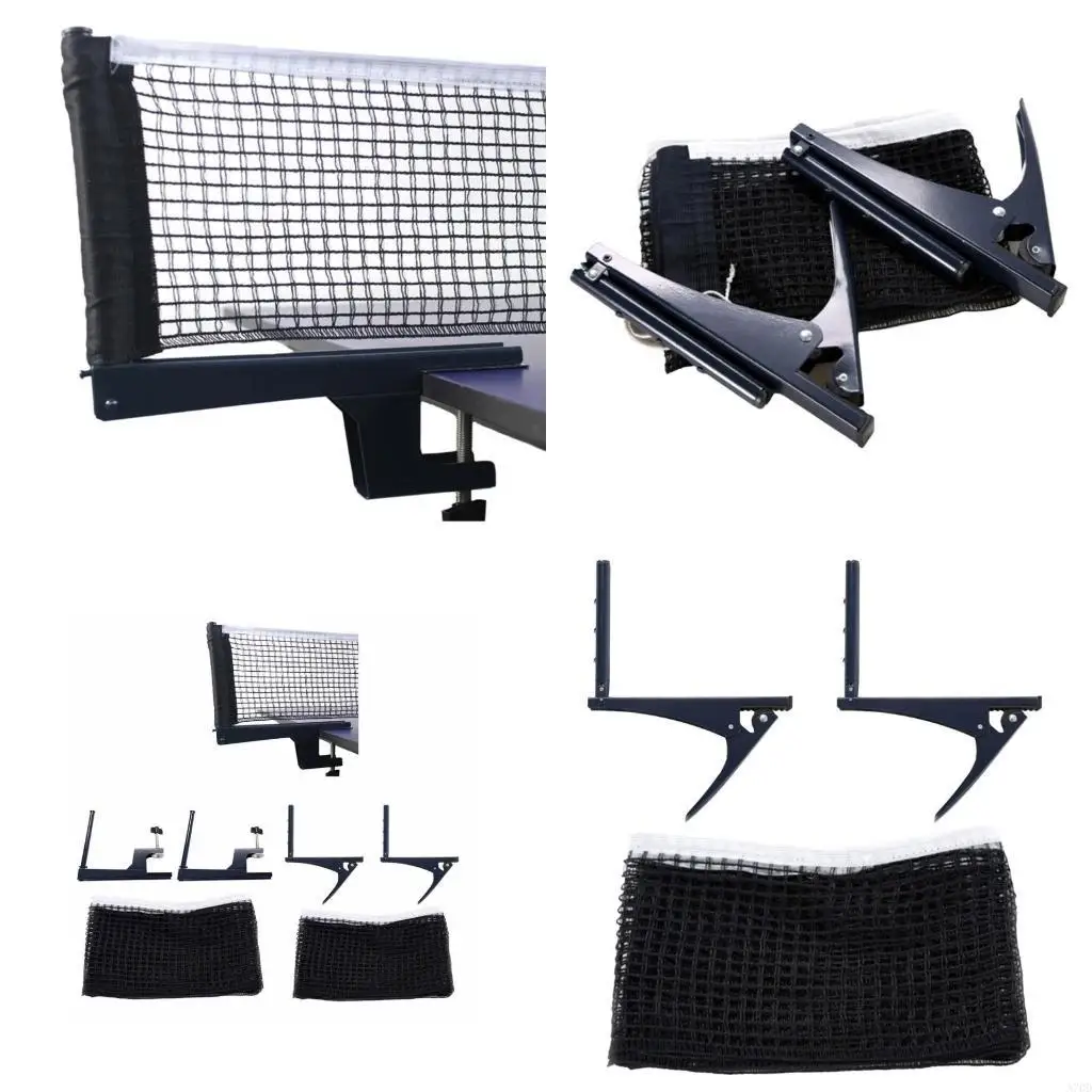 Table Tennis Net and Post Set Adjustable Training Practice Mesh Grip Holder Clip Folding PingPong Mesh Net Clip A70D