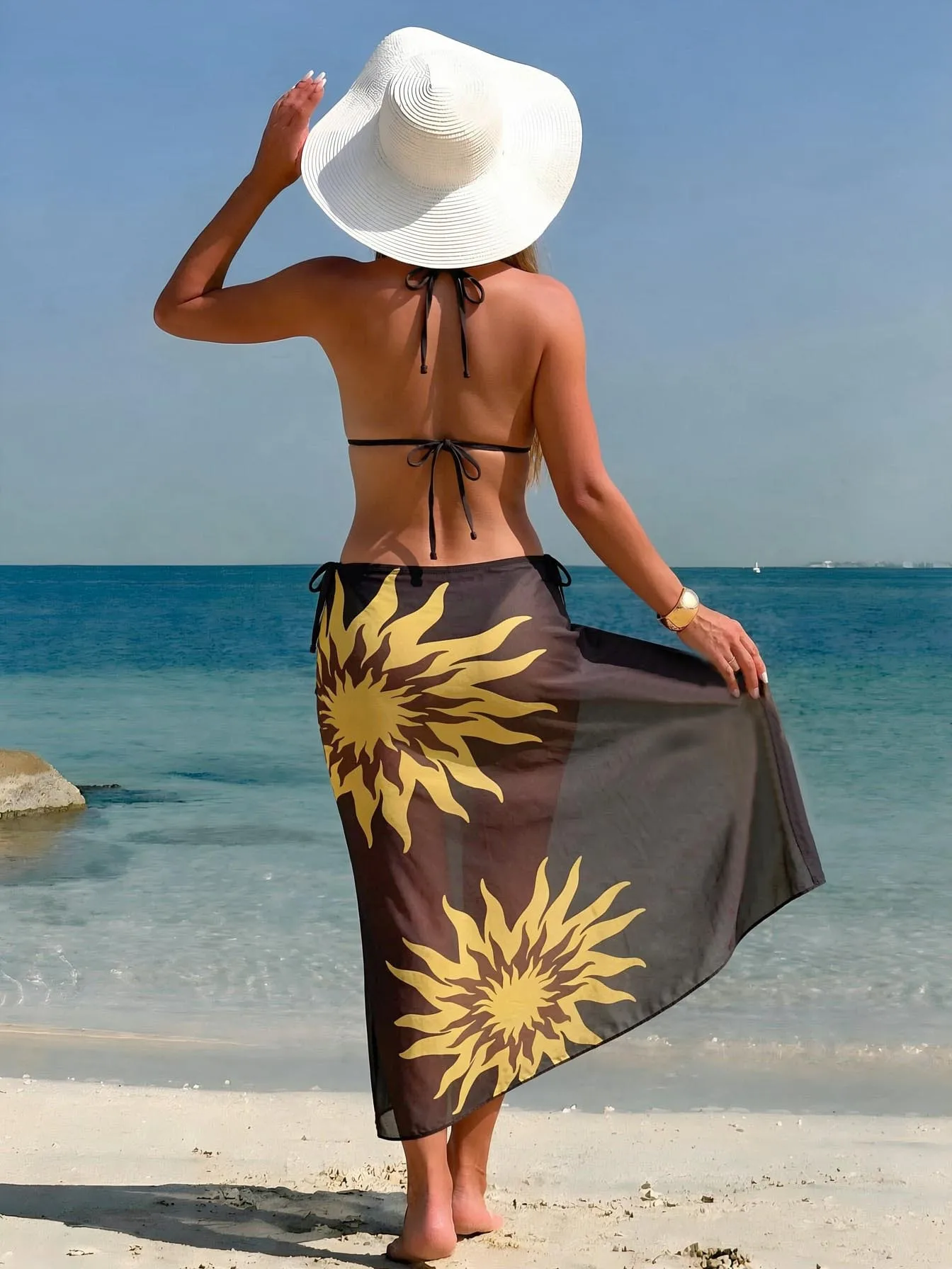 2026 Sexy Halter Bodycon Bikini Set Women Push Up Tummy Control 3 Piece Swimsuit with Wrap Skirt Swimwear Beach Vacation Outfits