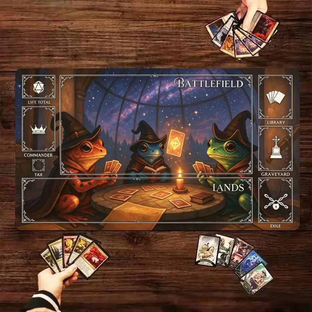 Frog Warrior Pattern Magic Playmat 60X35 Card Gaming Mat with Zones MTG Play Mat Rubber Anti-Slip DeskMats Gamer Keypad Mousepad