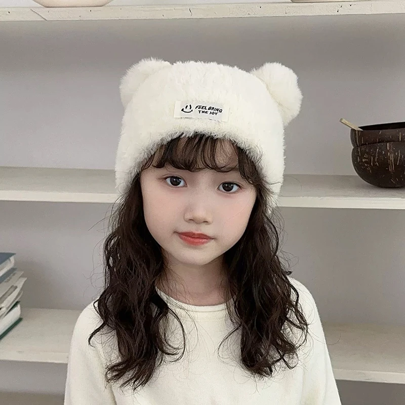 ✰✪Cute Fluffy Balls Ears Soft Plush Knitted Cold Hats For Ou