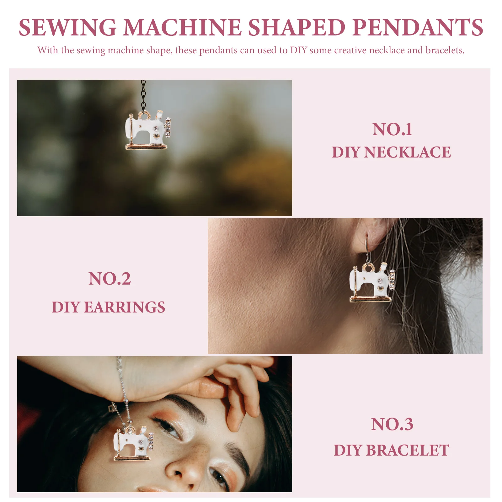 10 قطعة ماكينة خياطة الرجعية قلادة شكل لخمر الجوف سحر القلائد صنع المجوهرات