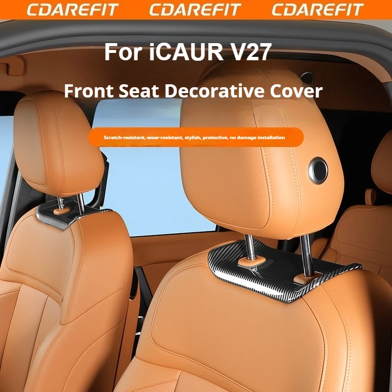 For Chery ICAUR V27 Car Front Seat Trim Covers ABS Headrest Base Protective Cover Modifications Interior Dedicated Accessories