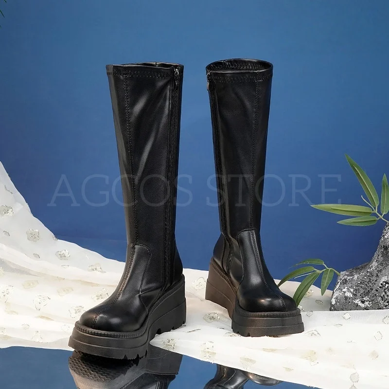 

Обувь для косплея в стиле аниме AGCOS, черные ботинки на высоком каблуке, универсальная обувь