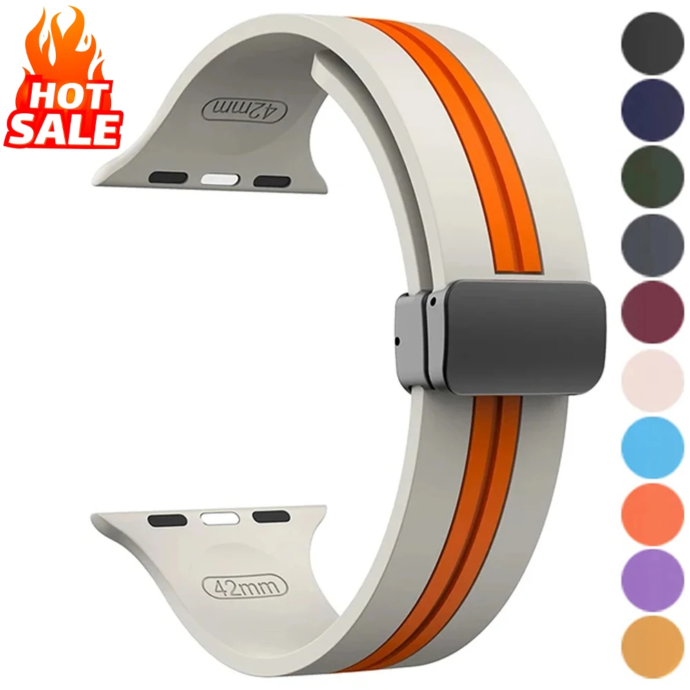 

Magnetic Strap For Apple Watch Band 44mm 40mm 45mm 46mm 41mm 49mm 42mm Silicone Correa Bracelet iWatch Series 10 Ultra 2 9 SE 8