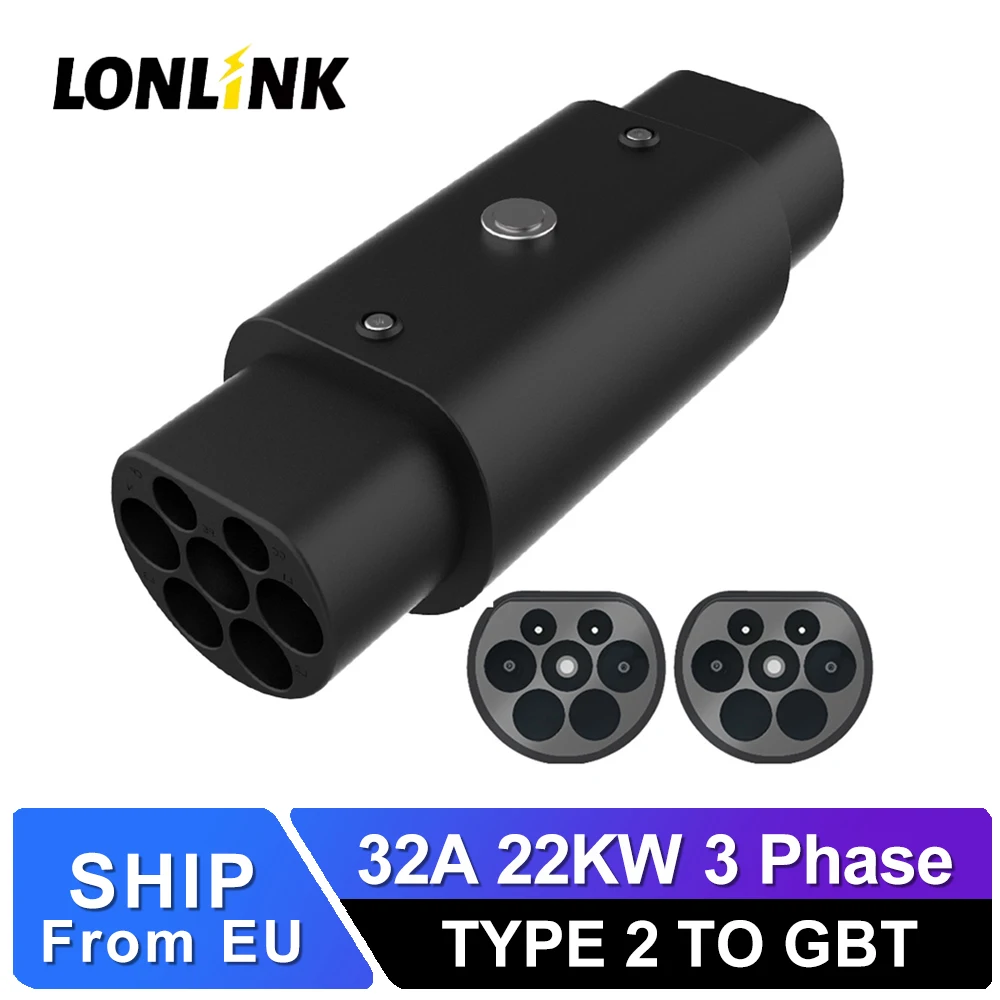 LONLINK TYPE 2 TO GBT EV Charger Adapter 1/3 Phase 32A 22KW Converter Standard Electric Vehicle charging Ev Connector For EV Car