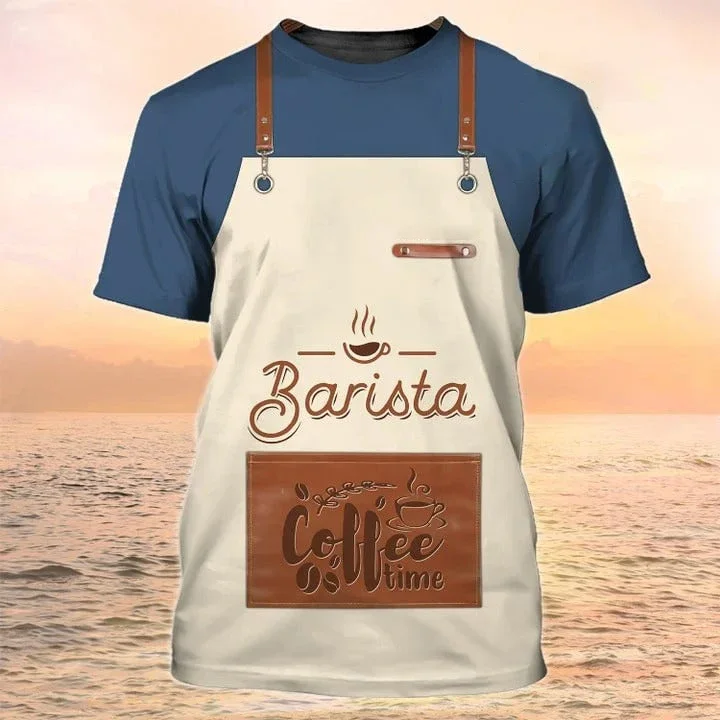 

New Barista Style Make Coffee 3D Print Summer Men's Round Neck T-shirt Casual Short Sleeve Pullover Fashion Oversized Clothing