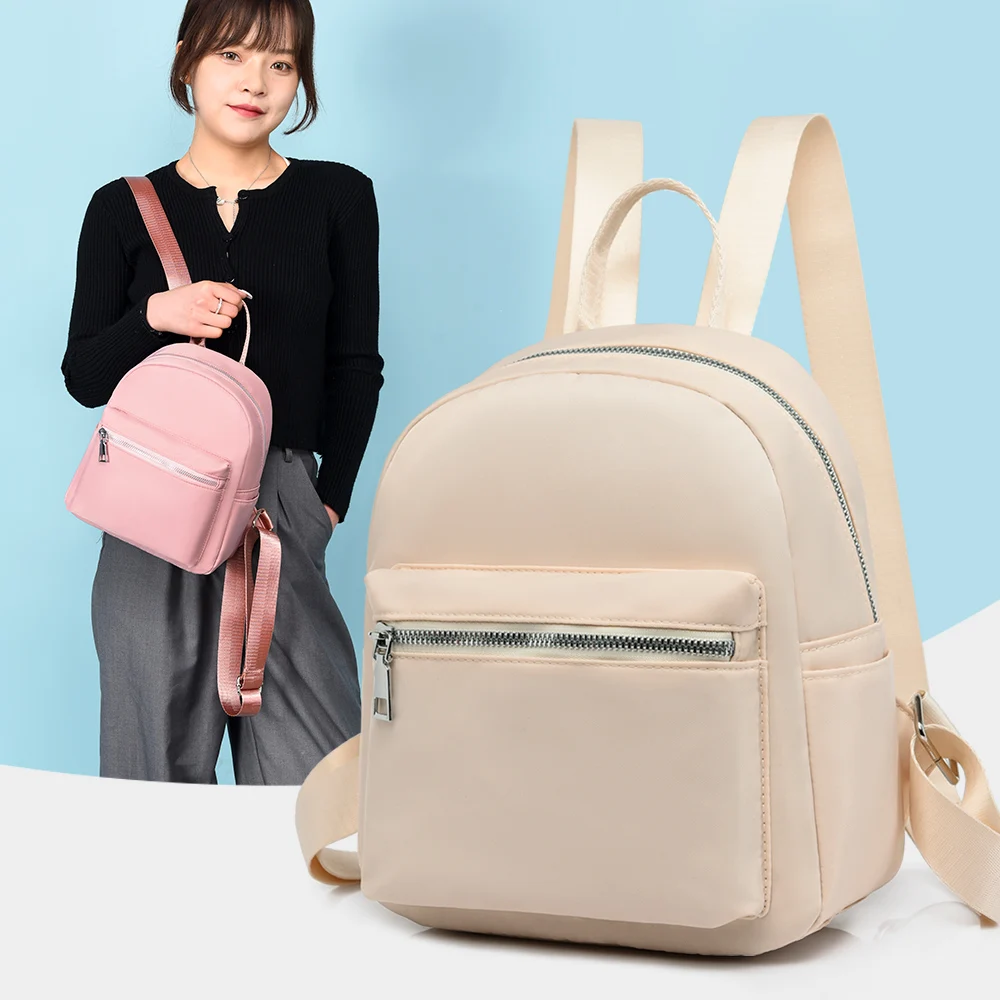 

SEETIC Solid Color Small Backpack Women Waterproof School Bag Fashion Oxford Backpack Female Anti-Theft Ladies Travel Backpack