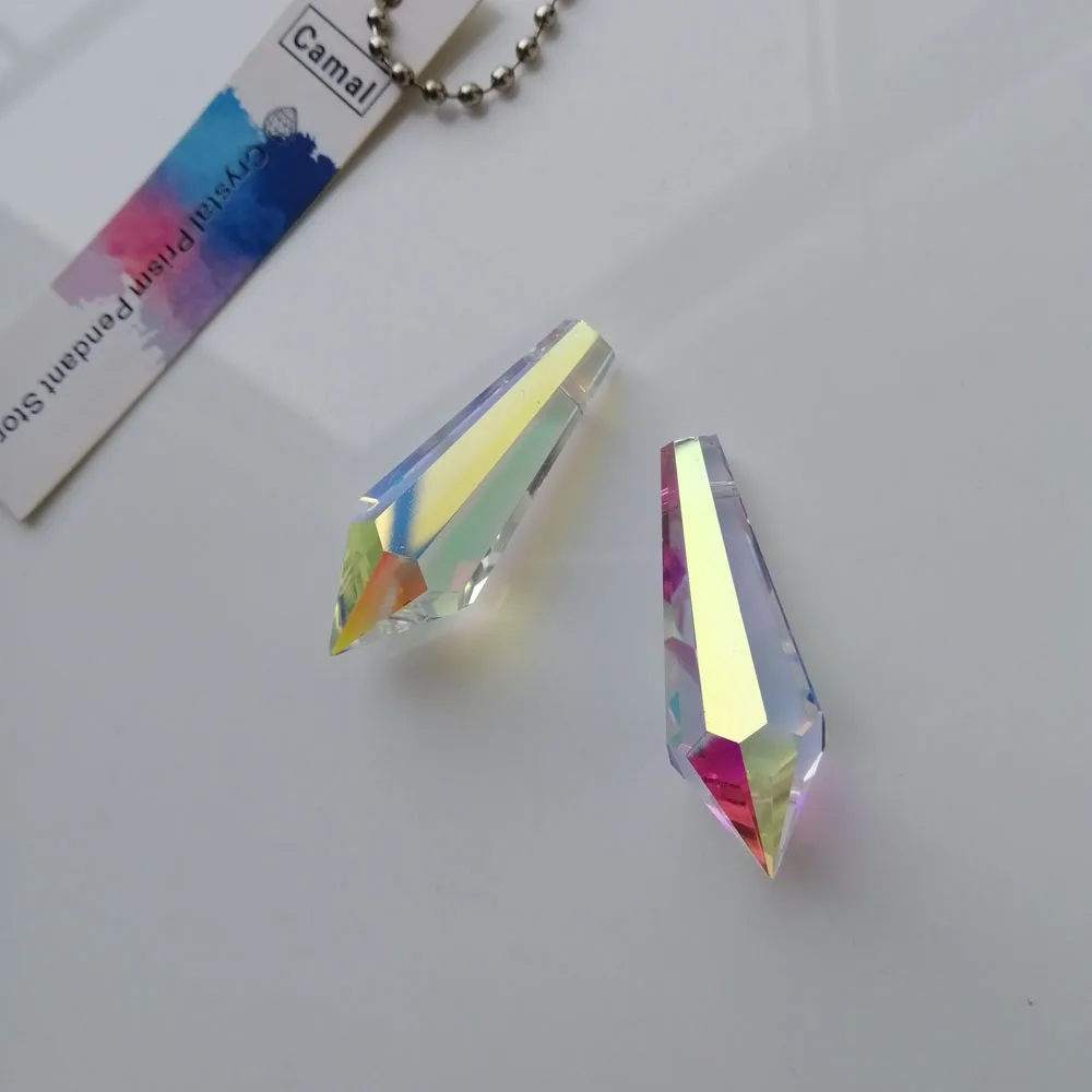Camal 5pcs 55mm/2.2inch AB Color Rainbow Crystal Icicle Drop Prisms Pendants Part SunCatcher Lamp Lighting Home DIY Decoration