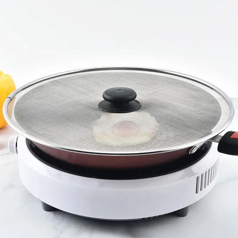 29cm Oil Splatter Screen Anti-slip Stainless Steel Oil Splash Guard Frying Pan Oil Proofing Lid Kitchen Mesh Pot Filter Lid