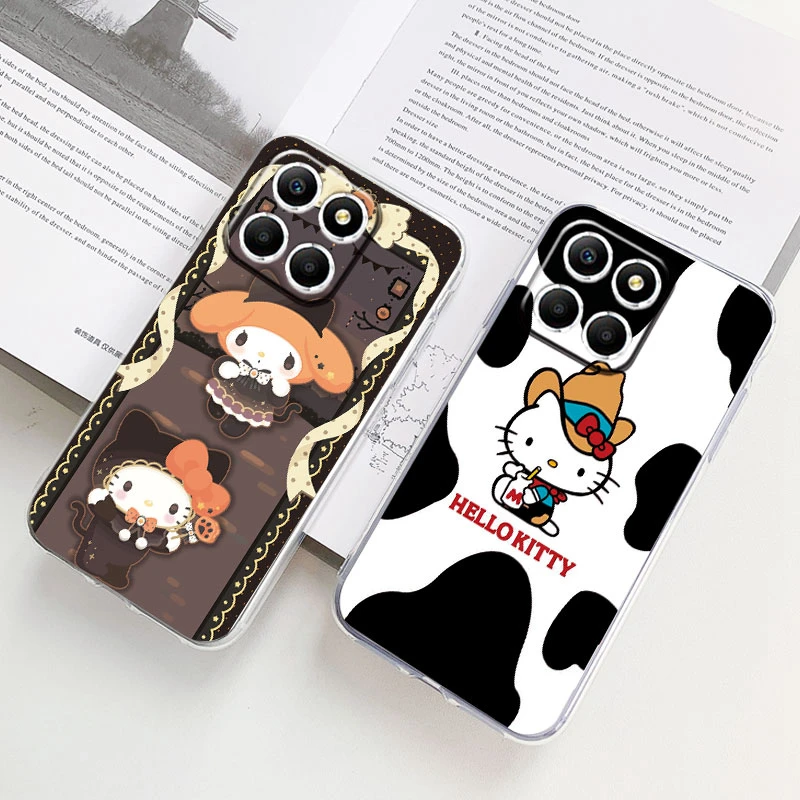 Cute Couple Kuromi Kitty Cinnamoroll Phone Case For Honor X8 X8a X8b X6 X6S X6a X6b X5b 5G X8 4G Transparent Clear Back Cover