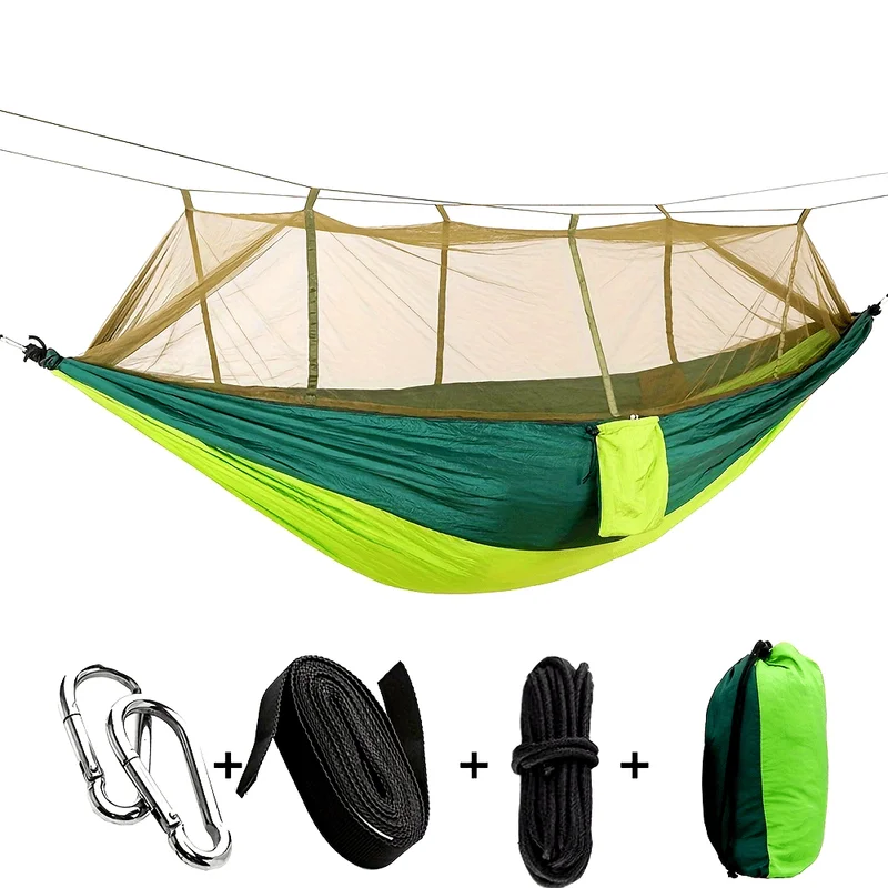 

Camping Hammock With Net, Camping Hammock Chair - Double Or Single, Equipped With Tree Ties And Camping Outdoor Accessories