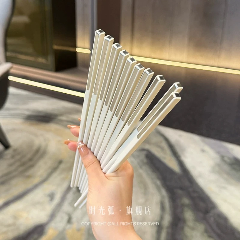 

LMM Chopsticks Hotel Alloy Chopsticks Non-slip Dishwasher Solid Color Tableware