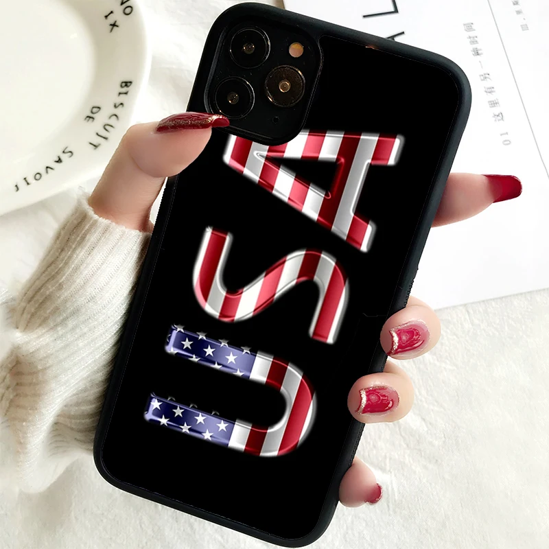 5 5S SE 2020 Phone Cover Case for iPhone 6 6S 7 8 PLUS X XS XR 11 12 13 MINI 14 PRO MAX Rubber American Flag Statue of Liberty