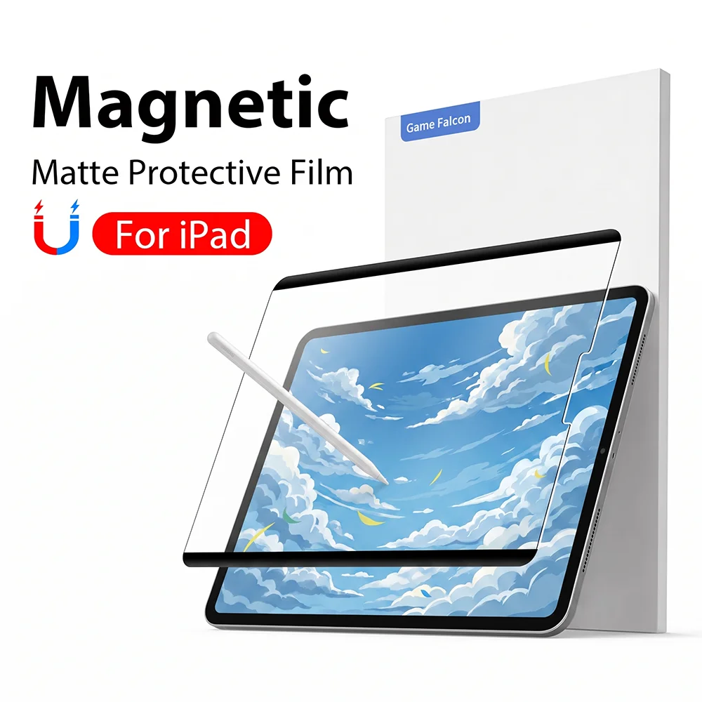 Magnetic Screen Protector For iPad Air 11th M4 M3 M2 5 4 A16 10 9 10th 9th Generation Pro 11 13 M5 12.9 Mini 6 7 Like Paper Film