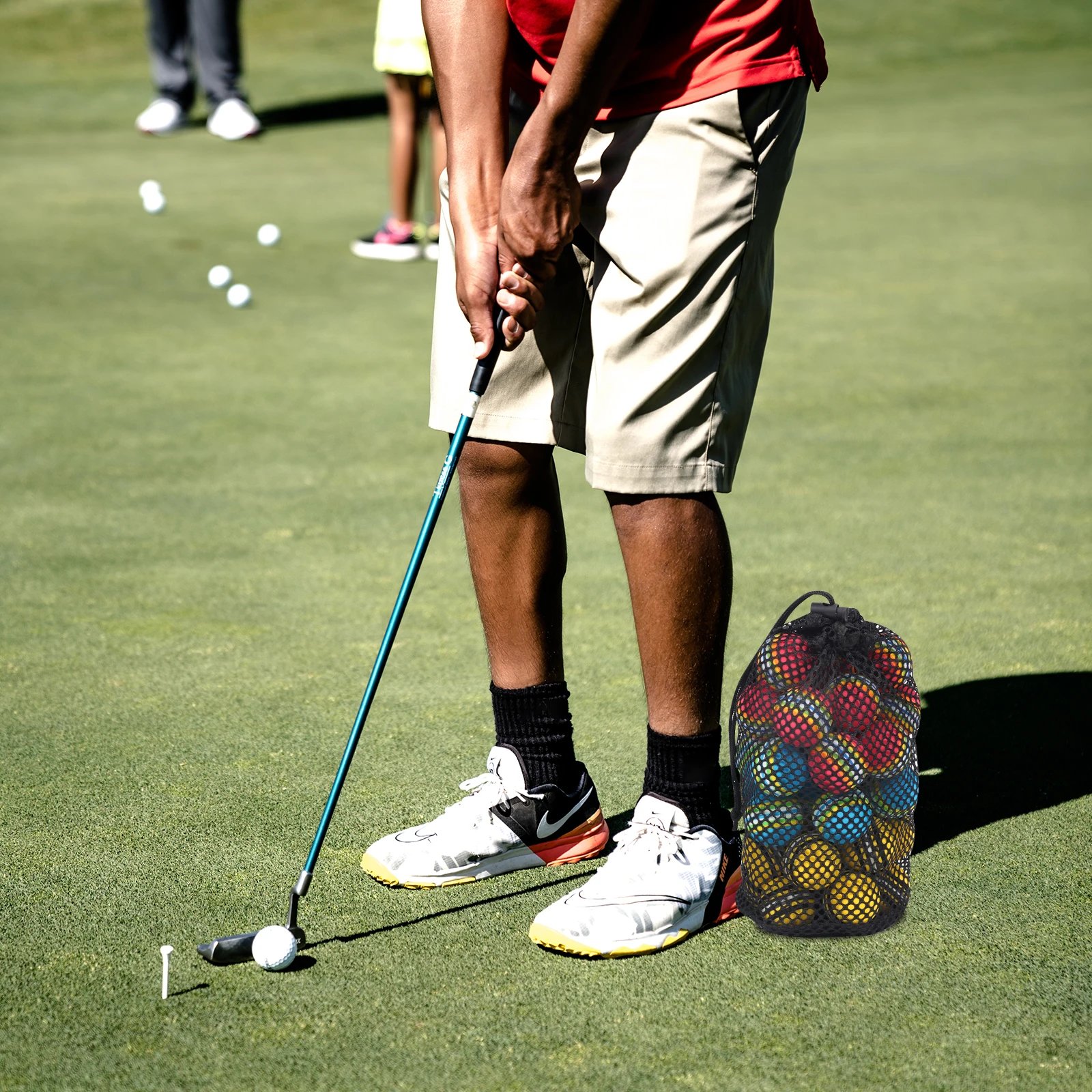 

Large Mouth Design Nylon Golfs Balls Storage Bag Drawstring Closure Mesh Pouch For Daily Sports Supplies Organizer