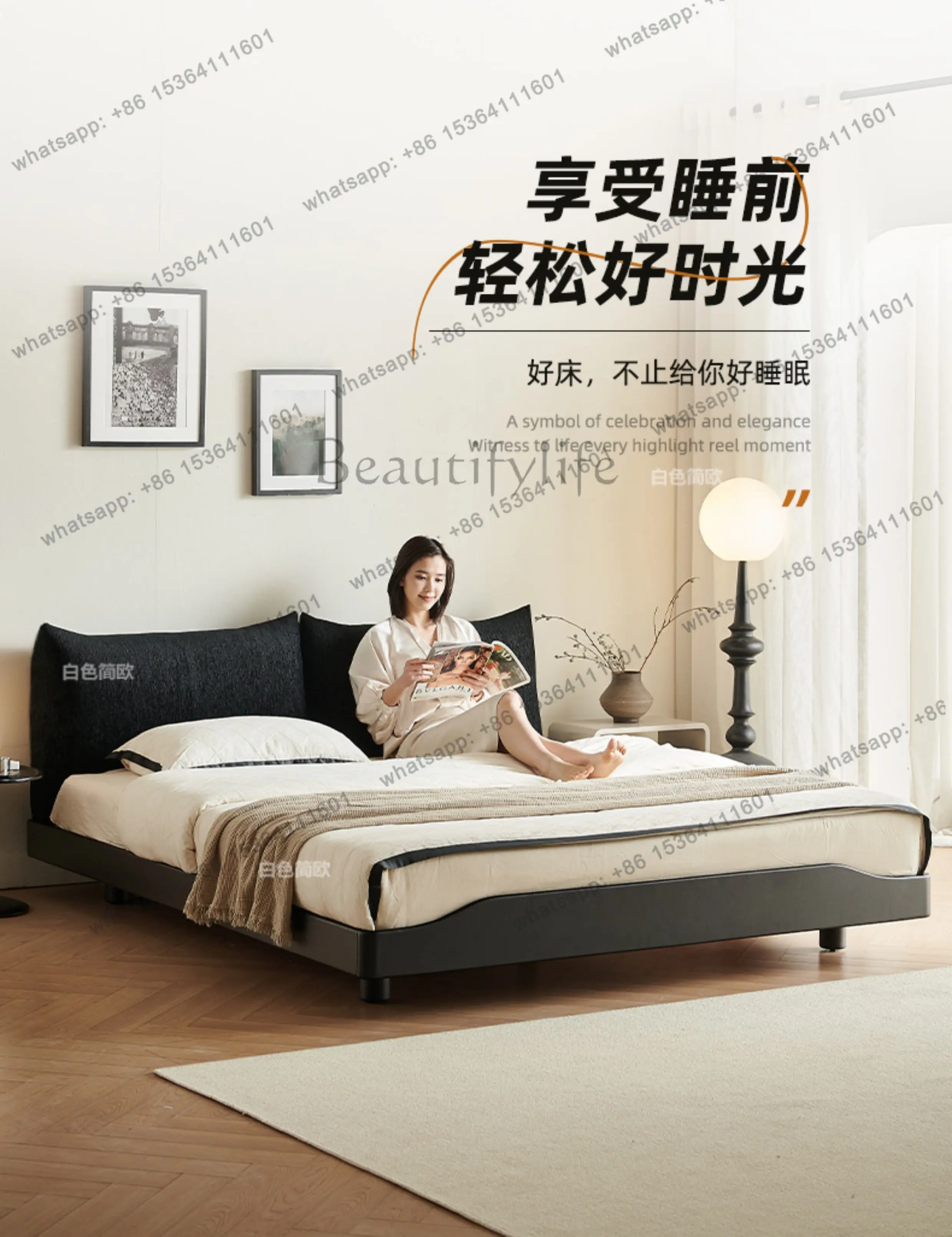 YJ Barrier Mattresses Double Bed Frame Couples Wooden Bedroom Double Bed Frames King Bunker Letto Matrimoniale Furniture