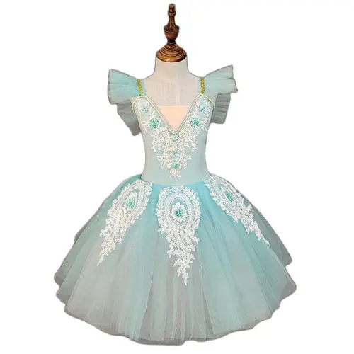 Falda de tutú de Ballet para niñas, vestido de baile profesional para niños, traje de baile de escenario de bailarina de Lago de los Cisnes, plataforma de panqueque