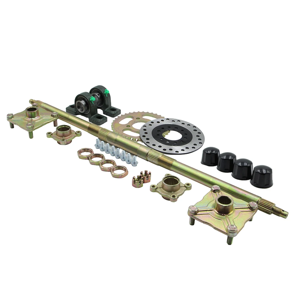 ATV 740mm Rear Axle complete Assembly With Load Hub 158mm Brake Disc 428-37T Sprocket For 49cc-150cc Quad Go Kart Buggy Tricycle