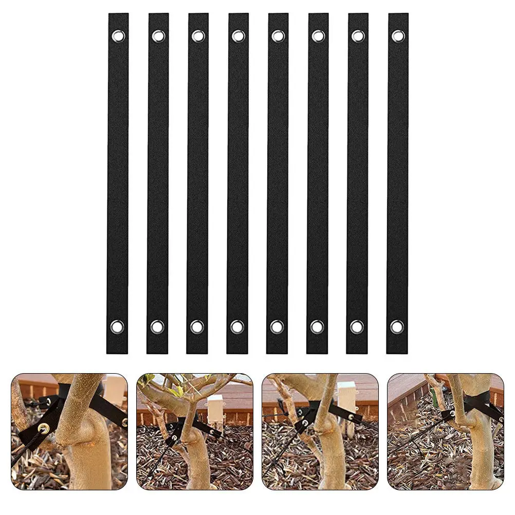 8Pcs Heavy-Duty Nylon Tree Fixing Straps with Grommets for Windproof Staking Support of Young Saplings and Newly Planted Trees