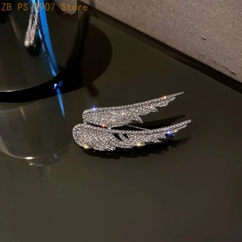 Fashionable Wing Brooch Crystals Day to Night Outfit Enhancer 55KA