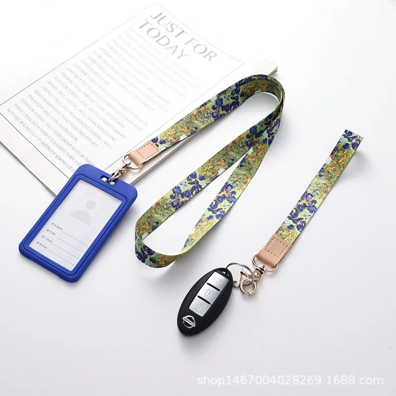 Small Fresh Leather Hanging Rope Mobile Phone Chain Work Certificate Rope Brand Rope Short Strap Keychain Anti Loss Strap