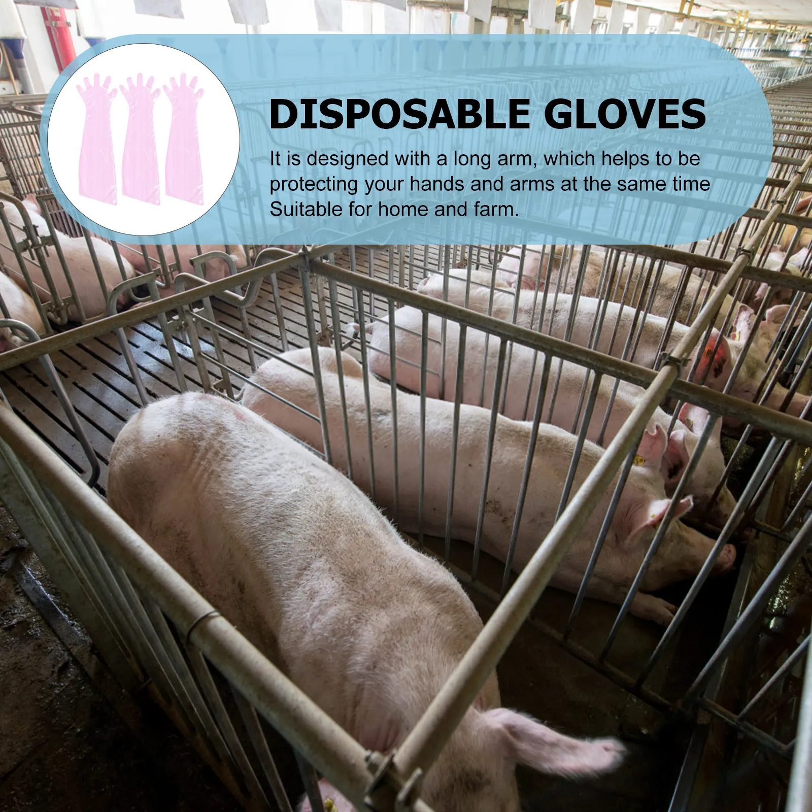 50Pcs Professional Long Gloves Disposable Plastic Gloves Midwifery Accessory Elbow Length Protector for Livestock Delivery