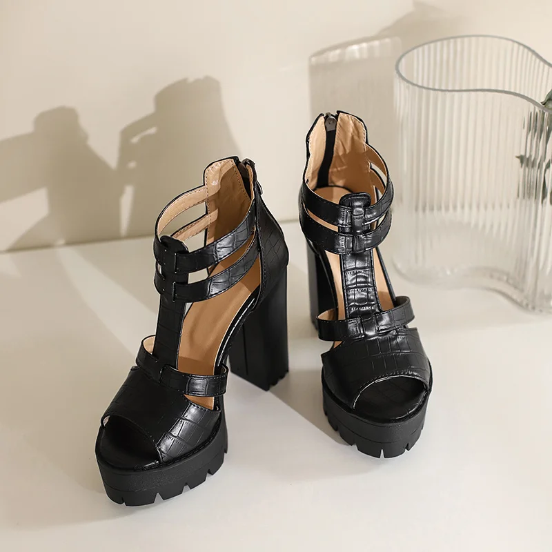 YMECHIC Platform Block Heels Shoes Zip Sandals Summer 2022 New Wedges Gladiators Sandalias Women Party Shoes High Heel Drop Ship