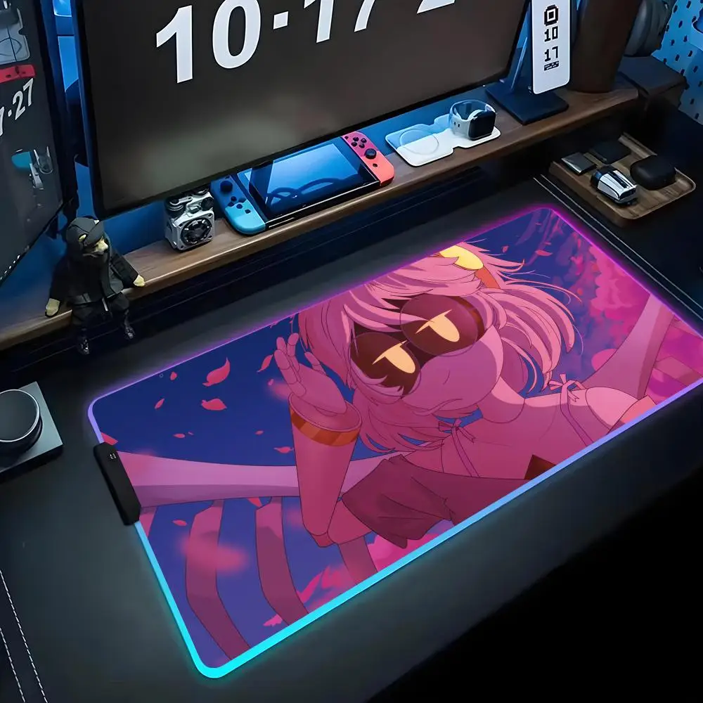 

murder drones Mouse Pad RGB Gaming Mousepad Big LED Pad PC Desk Mat Luminous Mouse Pad Large Keyboard Mats Table Rug With