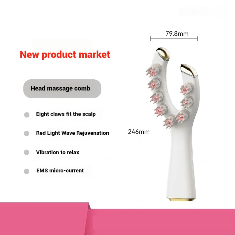 

Hair Head Scalp Massager Comb Head Massage Red Light Vibrating Hair Regrowth Treatment Bald Anti Hair Loss Massage Comb