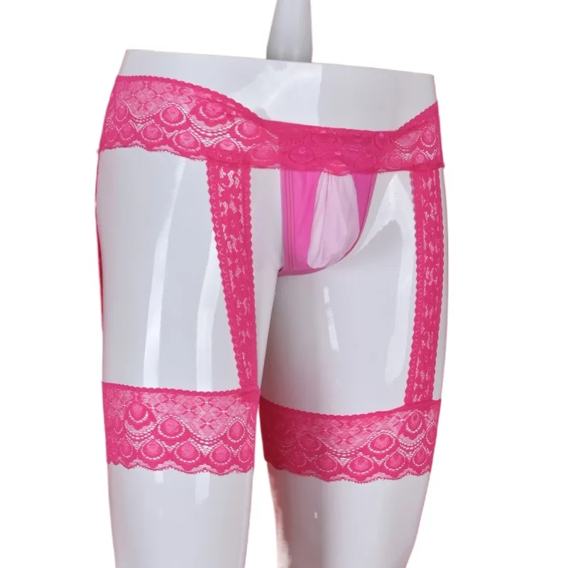 Spitze Sexy Dessous Herren Strumpfbänder Bugle Pouch Tanga Sissy Erotische T-Höschen Perspektive Männer Atmungsaktive Homosexuell Kleidungopisсы Муж soi