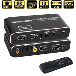 3-portowy przełącznik 2.0 zgodny z HDMI ARC Toslink SPDIF 4K 60 Hz kompatybilny z HDMI konwerter przełączający do telewizora PS5 Laptop