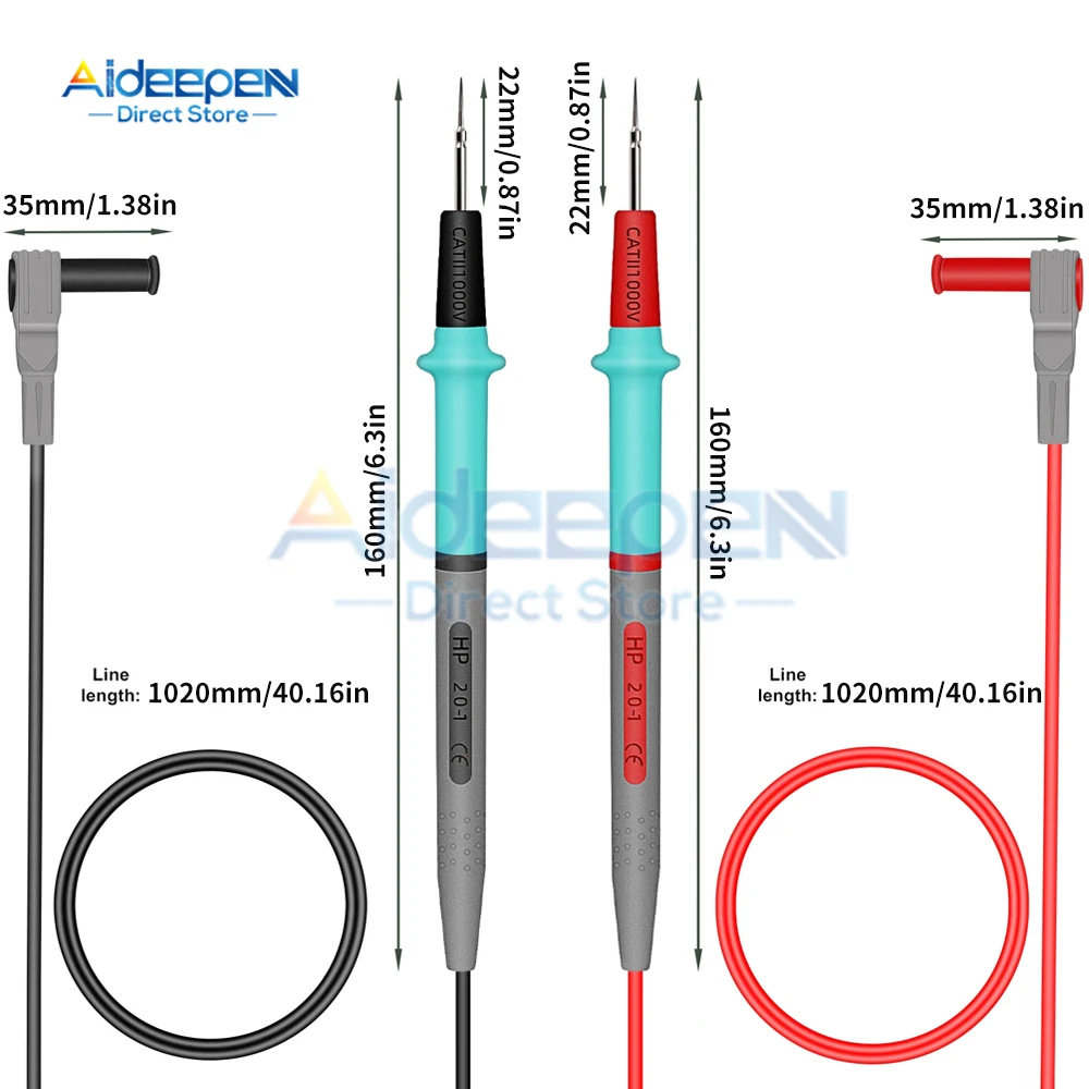 20A 1000V Multimeter Test Leads Needle Tip Pin Digital Multi Meter Lead Wire Pen Voltmeter Silicone Tester Instrument Part Kit