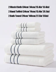 6 Piece Towel Set Highly Absorbent Bathroom 100% Cotton 2 Hand Towels 2 Face Towels 2 Bath Towels Suitable for Hotel Family Set