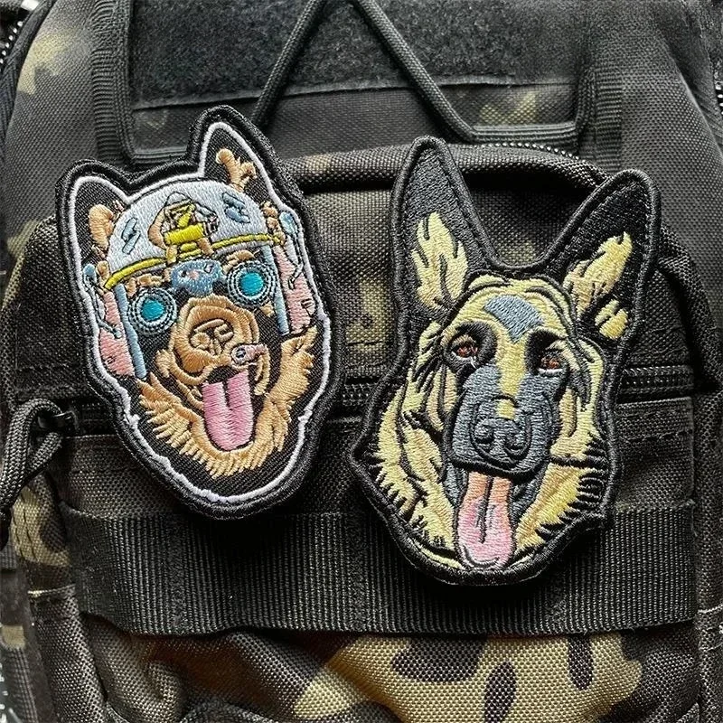 German Shepherd Embroidered Morale Badge Reflective K9 Hook&Loop Patches Tactical Dog Badge Military Fans Backpack Sticker