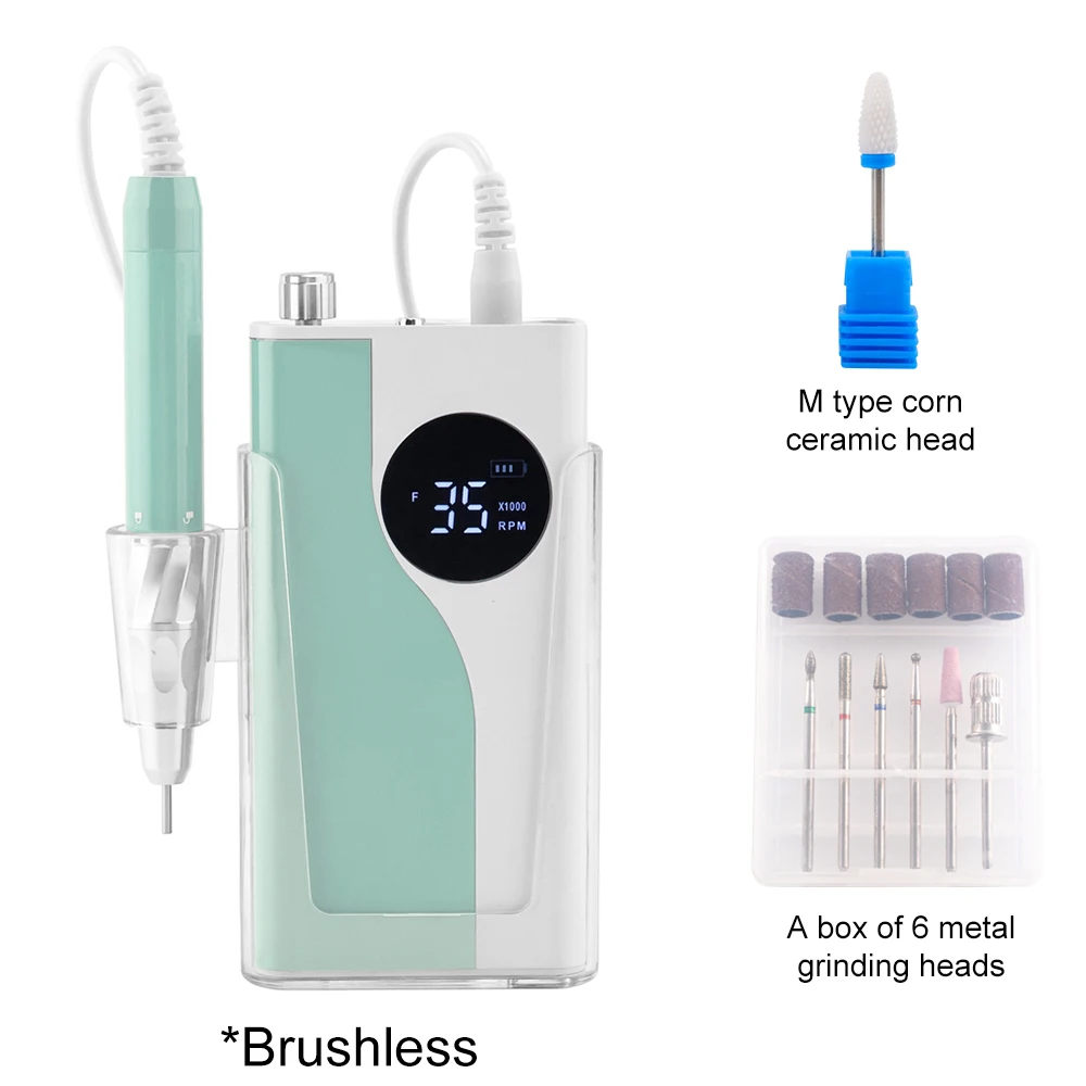 35K borstelloze 85W draadloze nagelboormachine 35000 RPM draagbare oplaadbare manicure gemengde kleuren elektrische nagelvijlboor