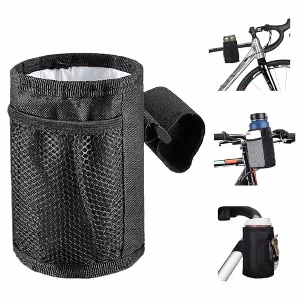 Black Adjustable Straps Water Bottle Holder For Bikes And Baby Strollers Oxford Cup Holder Thermal